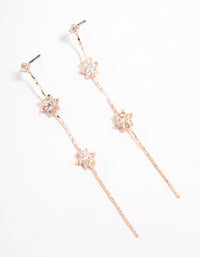 Rose Gold Cubic Zirconia Floral Waterfall Drop Earrings - link has visual effect only