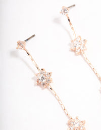 Rose Gold Cubic Zirconia Floral Waterfall Drop Earrings - link has visual effect only