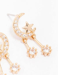 Gold Cubic Zirconia Moon & Star Drop Earrings - link has visual effect only