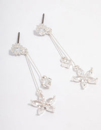 Silver Cubic Zirconia Flower Waterfall Drop Earrings - link has visual effect only