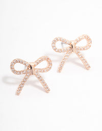 Rose Gold Cubic Zirconia Bow Stud Earrings - link has visual effect only