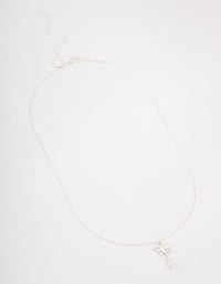 Silver Cubic Zirconia Flower Pearl Pendant Necklace - link has visual effect only