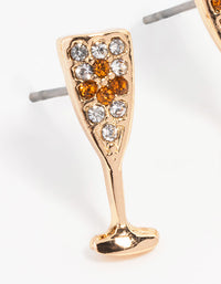 Gold Champagne Flute Stud Earrings - link has visual effect only