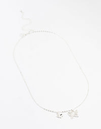 Silver Double Diamante Butterfly Necklace - link has visual effect only