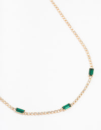 Gold Cup Chain Baguette Station Necklace - link has visual effect only