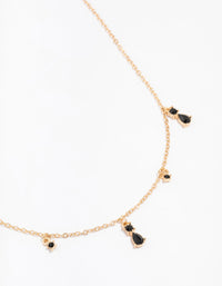 Gold Pear Black Droplet Necklace - link has visual effect only