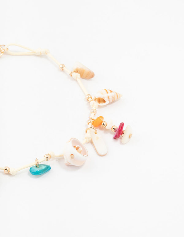 Shell Charm Cord Anklet