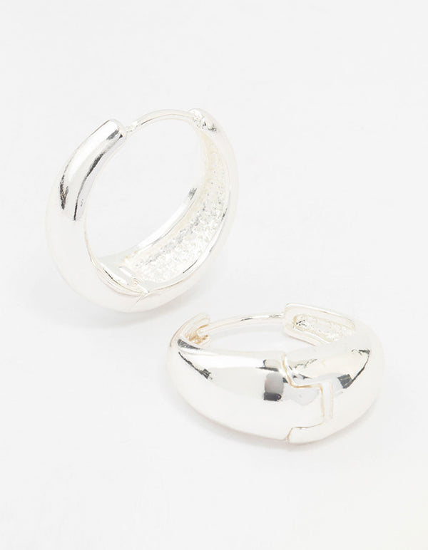 Silver Plated Large Chunky Classic Hoop Earrings