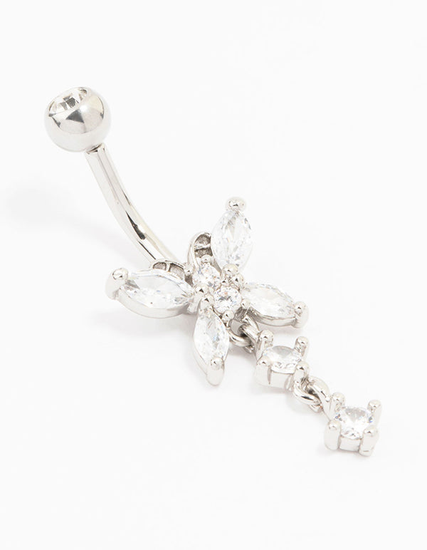 Surgical Steel Butterfly Crystal Belly Piercing