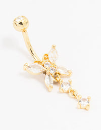 Gold Plated Surgical Steel Butterfly Crystal Belly Bar - link has visual effect only