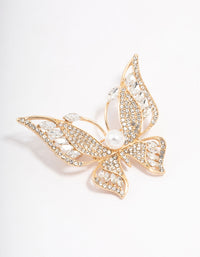 Gold Butterfly Pearl Detailed Brooch - link has visual effect only