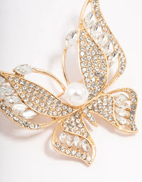 Gold Butterfly Pearl Detailed Brooch - link has visual effect only