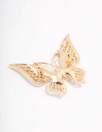 Gold Butterfly Pearl Detailed Brooch - link has visual effect only