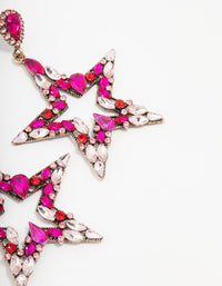 Gold & Pink Diamante Star Drop Earrings - link has visual effect only