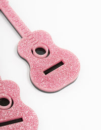 Pink Glitter Guitar Drop Earrings - link has visual effect only