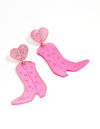 Pink Cowgirl Boot Drop Earrings - link has visual effect only