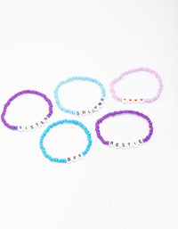 Blue & Purple Beaded BFF Friendship Bracelet 5-Pack - link has visual effect only