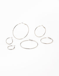 Waterproof Stainless Steel Thin Hoop Earrings 3-Pack - link has visual effect only