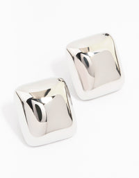 Waterproof Stainless Steel Puff Square Stud Earrings - link has visual effect only