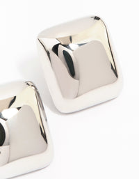 Waterproof Stainless Steel Puff Square Stud Earrings - link has visual effect only