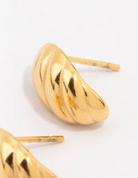 Waterproof Gold Plated Waterproof Stainless Steel Croissant Stud Earrings - link has visual effect only