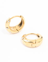 Waterproof Gold Plated Stainless Steel stainless steel Crystal Huggie Hoop Earrings - link has visual effect only