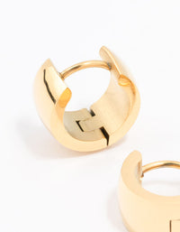 Waterproof Gold Plated Stainless Steel Huggie Hoop Earrings - link has visual effect only