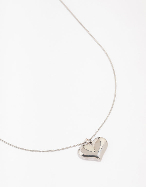 Waterproof Stainless Steel Classic Puff Heart Necklace