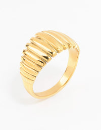 Waterproof Gold Plated Stainless Steel Croissant Cocktail Ring - link has visual effect only