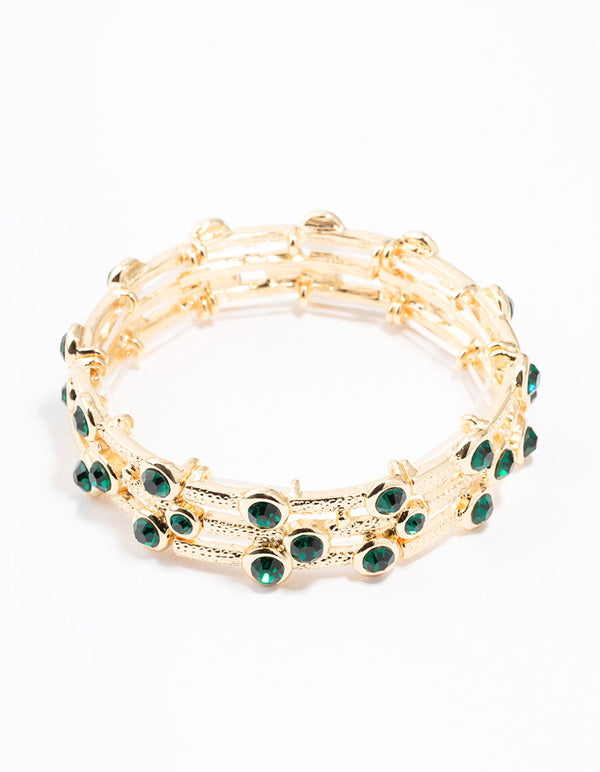 Gold Textured Diamante Bracelet