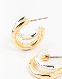 Gold & Silver Plated Illusion Hoop Earrings - link has visual effect only