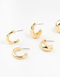 Gold Plated Chunky Hoop Earrings 3-Pack - link has visual effect only