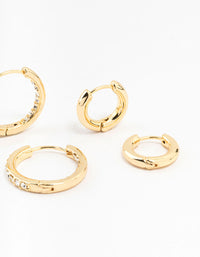 Gold Plated Diamante Huggie Earrings - link has visual effect only