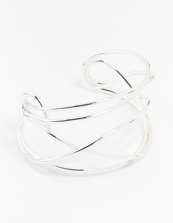 Silver Plated Organic Wire Cuff Bracelet