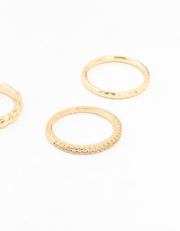 Gold Plated Diamante Dainty Rings 5-Pack - link has visual effect only