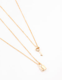 Gold Lock & Key Necklace 2-Pack - link has visual effect only