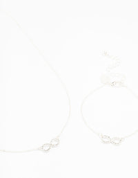 Silver Infinity Necklace & Bracelet Set - link has visual effect only