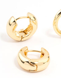 Gold Plated Thick & Thin Huggie Earrings 2-Pack - link has visual effect only