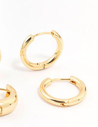 Gold Plated Thick & Thin Huggie Earrings 2-Pack - link has visual effect only