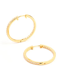 Gold Plated Large Inner Pave Hoop Earrings - link has visual effect only