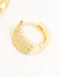 Gold Plated Triple Pave Hoop Earrings - link has visual effect only