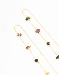 Gold Plated Station Semi Precious Thread Through Earrings - link has visual effect only