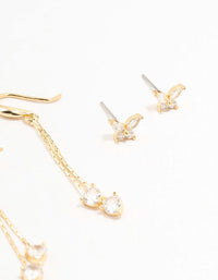 Gold Plated Butterfly Drop Earrings 3-Pack - link has visual effect only