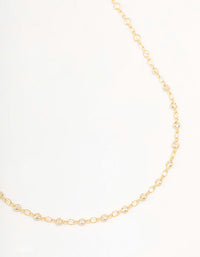 Gold Plated Station Flat Crystal Necklace - link has visual effect only