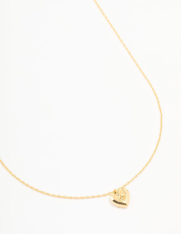 Gold Plated Cubic Zirconia Heart Pendant Necklace