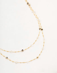 Gold Plated Station Semi Precious Shards And Ball Layered Necklace - link has visual effect only