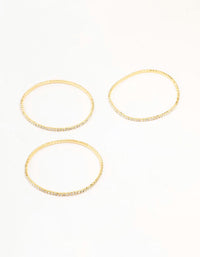 Gold Plated Stretch Cup Chain Tennis Stretch Bracelets 3-Pack - link has visual effect only