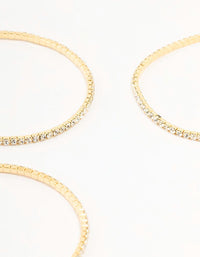 Gold Plated Stretch Cup Chain Tennis Stretch Bracelets 3-Pack - link has visual effect only