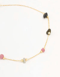 Gold Plated Semi Precious Station Toggle Bracelet - link has visual effect only