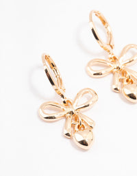 Gold Bow & Heart Drop Huggie Earrings - link has visual effect only